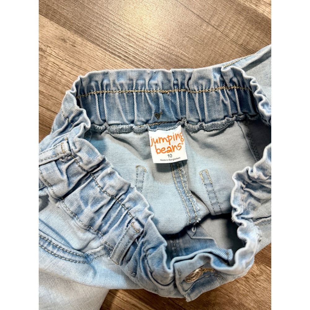 Jumping Beans Girls Light Wash Denim Paperbag Waist Shorts Size 10 - Picture 4 of 7